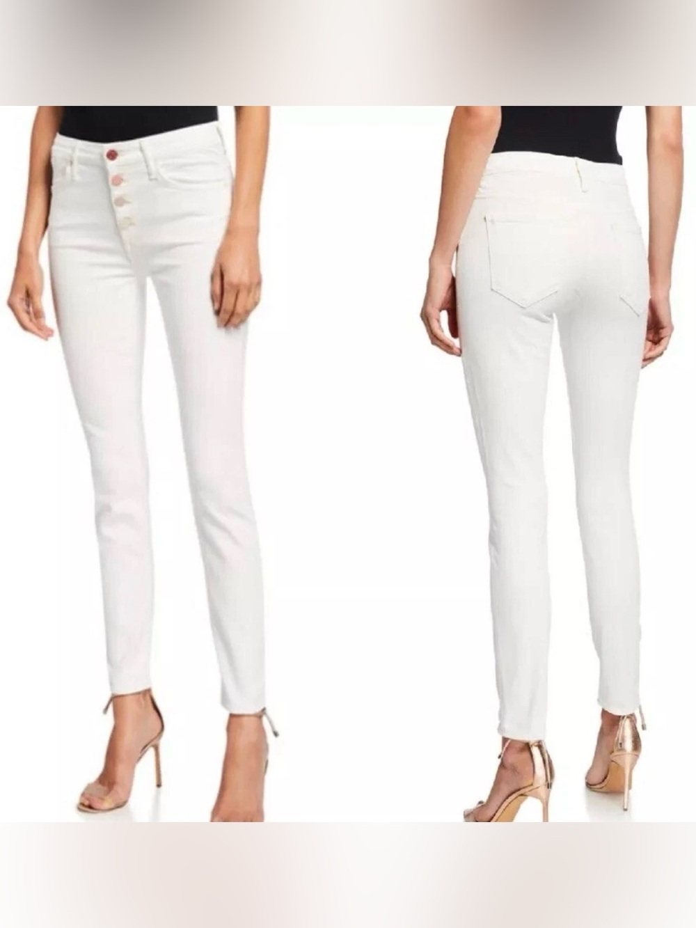 MOTHER The Pixie Skinny Jeans Size 28 in Taste the Rainbow White Jeans
